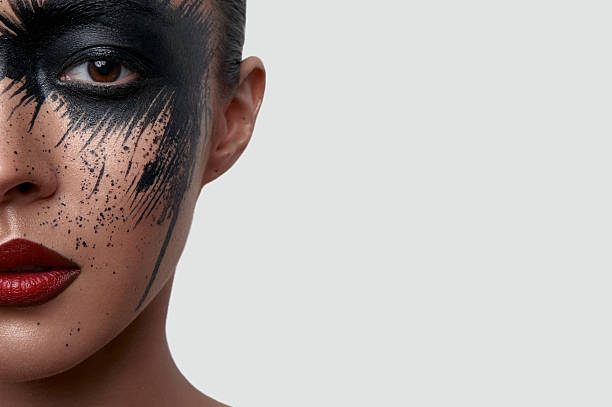 Half Face Portrait of Woman with creative Makeup