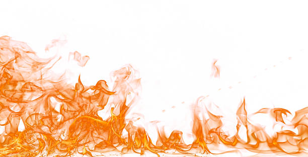 Fire flames on white background stock photo