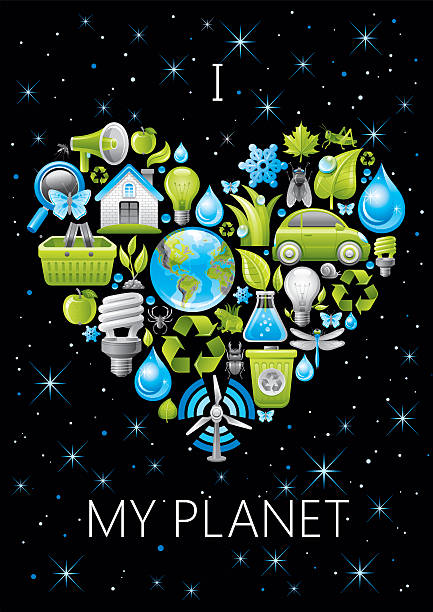 ökologische poster ich liebe meine welt - earth day banner placard green stock-grafiken, -clipart, -cartoons und -symbole
