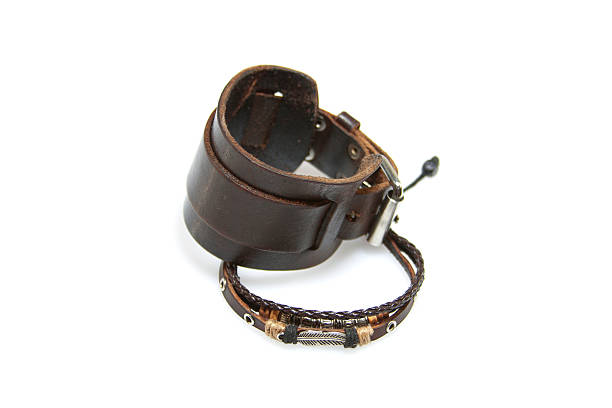 istock Men's leather bracelet on white background 519317166