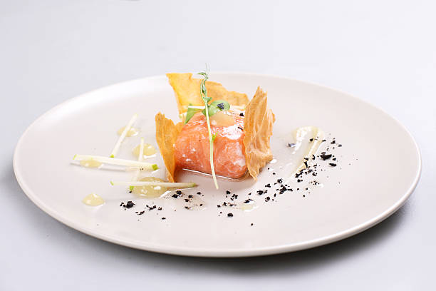 istock Smoked salmon and sauce cooked by molecular gastronomy technic 519317678