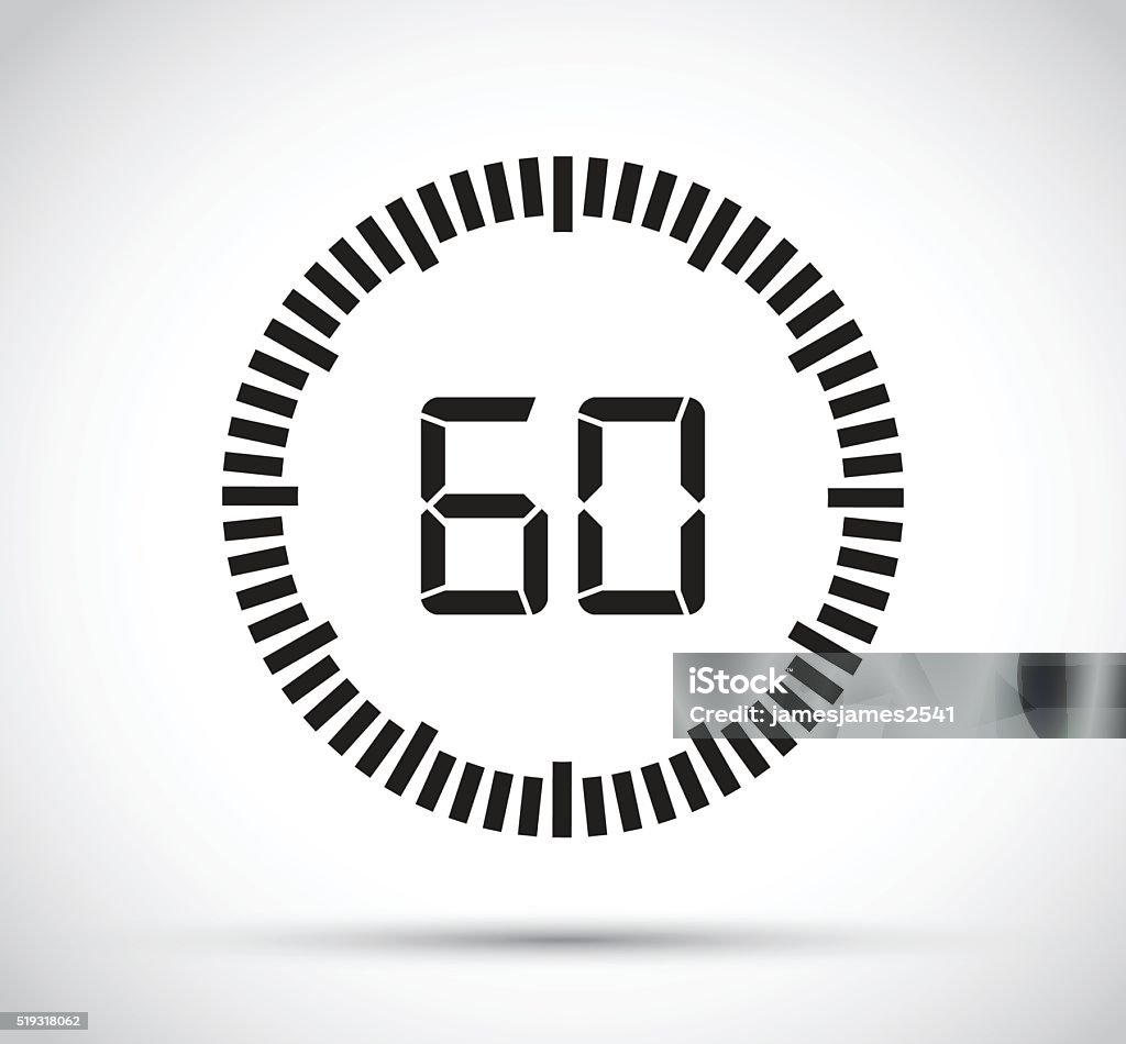 sixty second timer Number 60 stock vector
