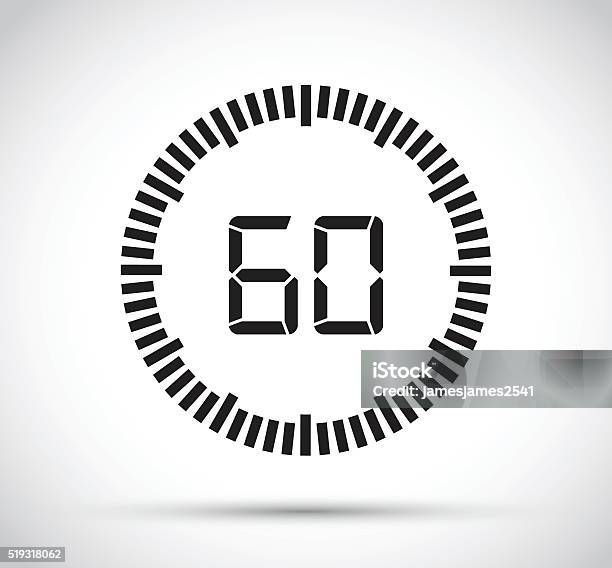 Sixty Second Timer Stock Illustration - Download Image Now - Number 60, Second Clock Hand, Minute Hand