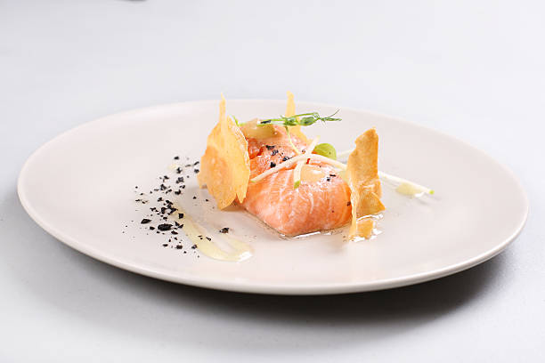 istock Smoked salmon and sauce cooked by molecular gastronomy technic 519318086