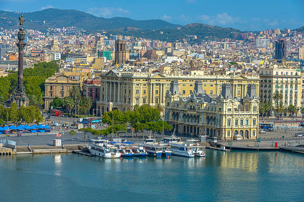 istock Barcelona port view from the air, Spain 519324211