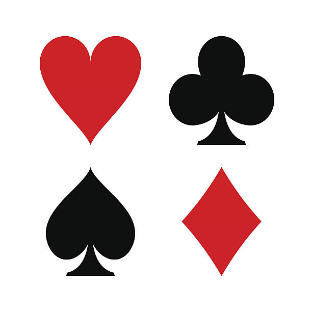 ilustrações de stock, clip art, desenhos animados e ícones de fatos de cartão vermelho e preto - cards spade suit symbol heart suit