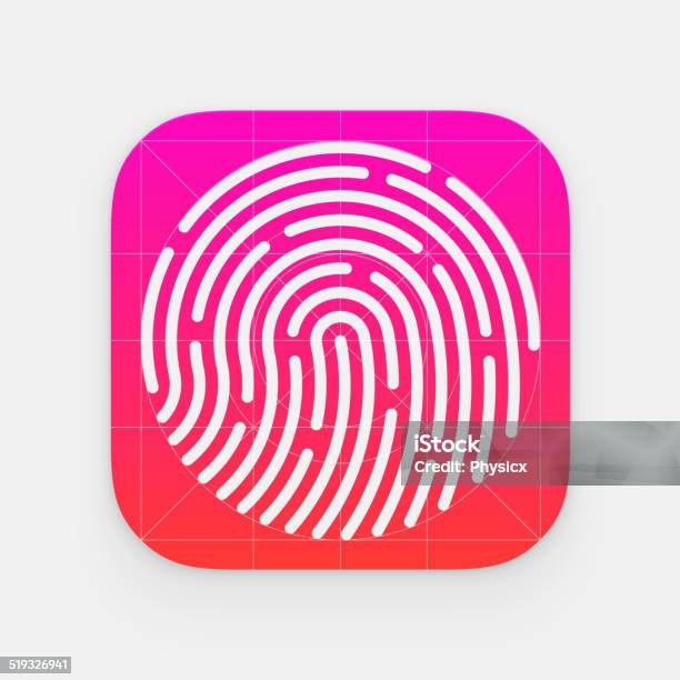 Id App Icon Fingerprint Vector Illustration Stock Illustration - Download Image Now - Accessibility, Bar Code Reader, Biometrics