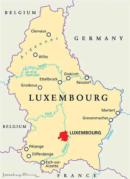 Vector illustration of Luxembourg Political Map