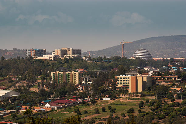 Kigali Parliament building and convention centre View of Kigali Parliament building and convention centre seen from the East kigali convention center stock pictures, royalty-free photos & images
