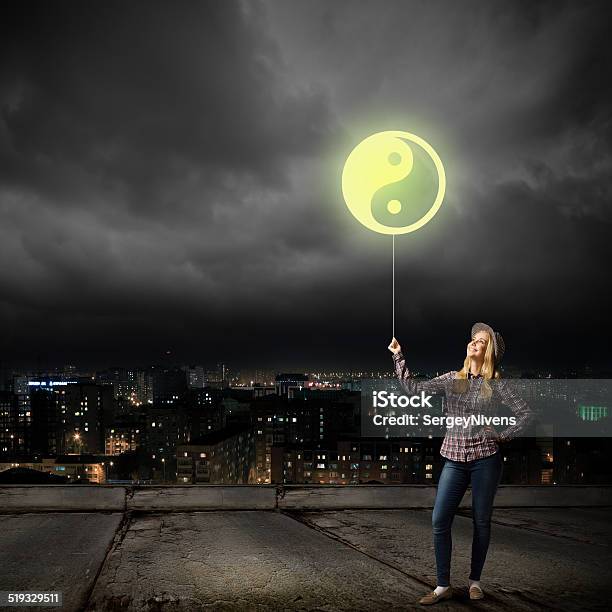 Woman With Balloon Stock Photo - Download Image Now - Adult, Balance, Circle