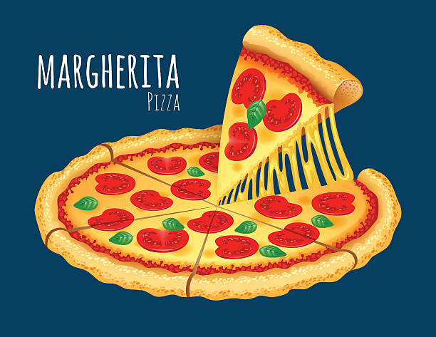 illustrazioni stock, clip art, cartoni animati e icone di tendenza di pizza margherita - pizza margherita