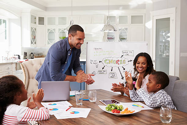 istock Family clapping at a domestic meeting in their kitchen 519331730