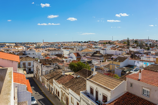 View streetscape Tavira. City in Portugal Algarve.