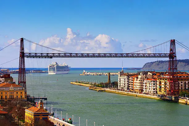 view of Getxo and hanging bridge