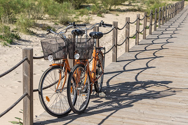 istock Couple recreational bicycles near the beach. 519334012