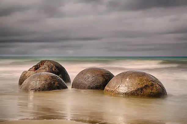 Photo of Beach with Moeraki Boulders - New Zealand