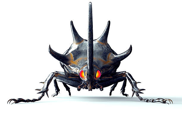 metal robot insect isolated on white with clipping path, 3D illustration.