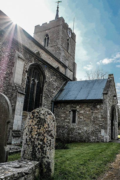 istock Abstract view of a church with sunlight streaming. 519337154