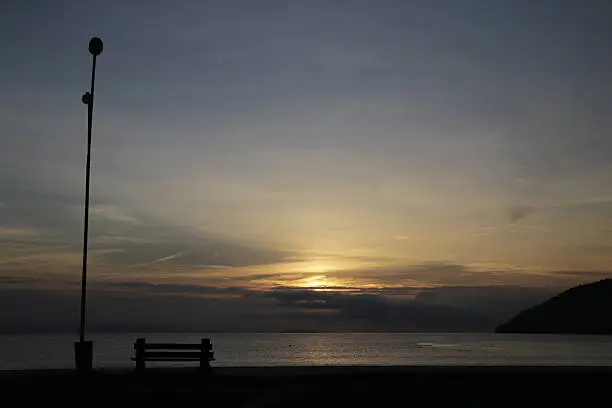 Sky, beach, sea, bench, sun, ubatuba
