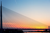 Ada Bridge sunset detail, Belgrade, Serbia