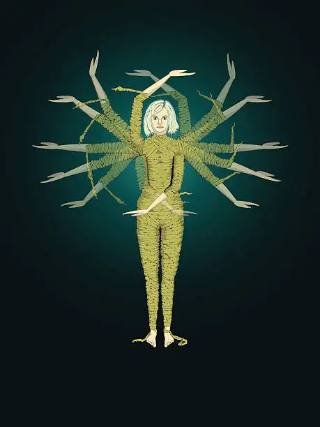 Vector illustration of mummy girl