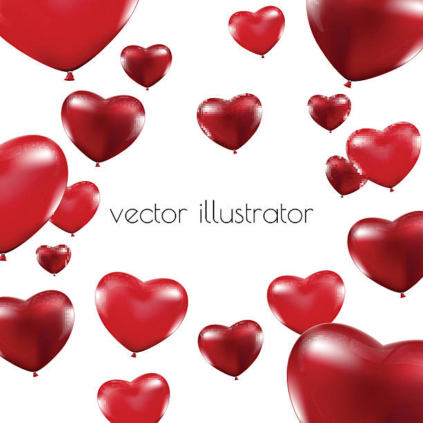 istock Happy Valentines Day, Red heart  balloons  colorful illustration 519339814