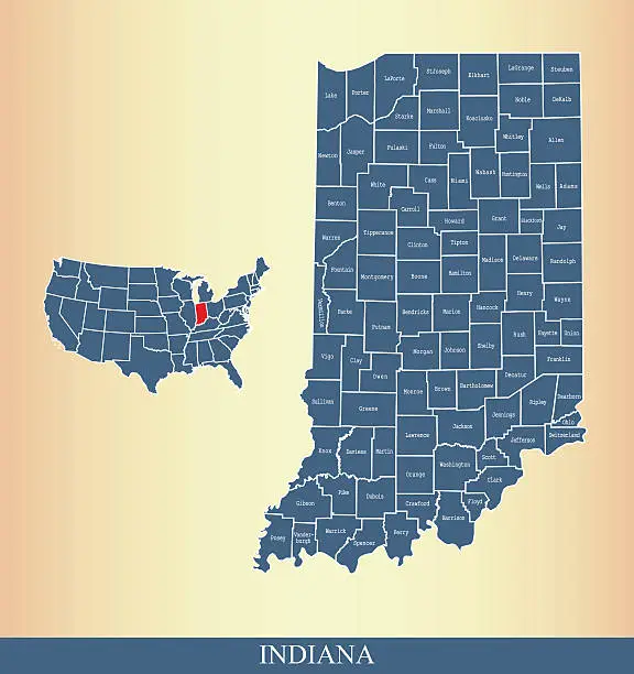 Vector illustration of Indiana county map outline vector illustration in creative design