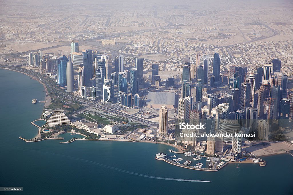 Aerial view on Doha Aerial view on Doha - capital city of Qatar Doha Stock Photo