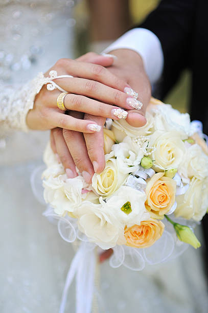 istock hands of bride and groom with rings 519343484