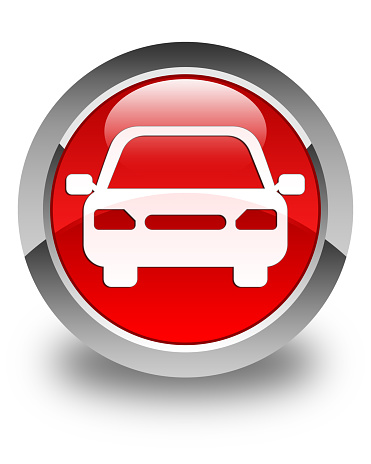 Car icon glossy red round button