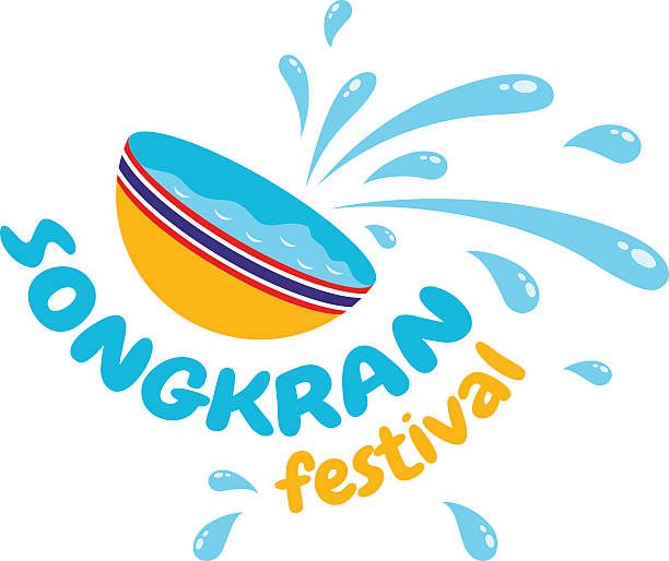 Songkran water festival Vector illustration of Songkran festival in Thailand squirting stock illustrations