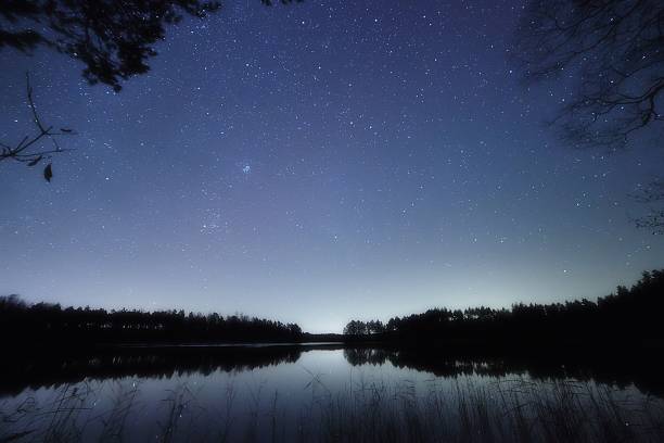 istock Starry night at lake 519356378