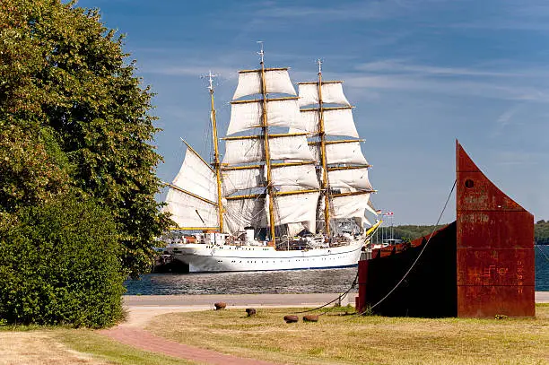 sailing ship in port of kiel / germany