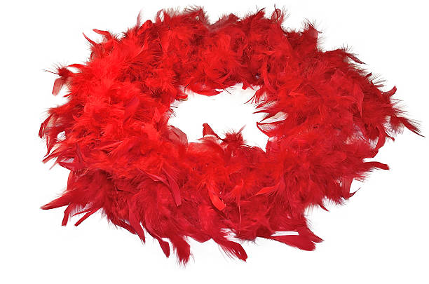 istock Red fluffy feather boa isolated on white background 519358392