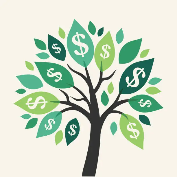 Vector illustration of Vector money tree - symbol of successful business