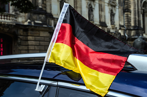 Close-up of a German Car Flag.