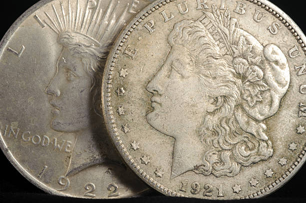 istock Lady Liberty and Morgan Silver Dollars 519361065