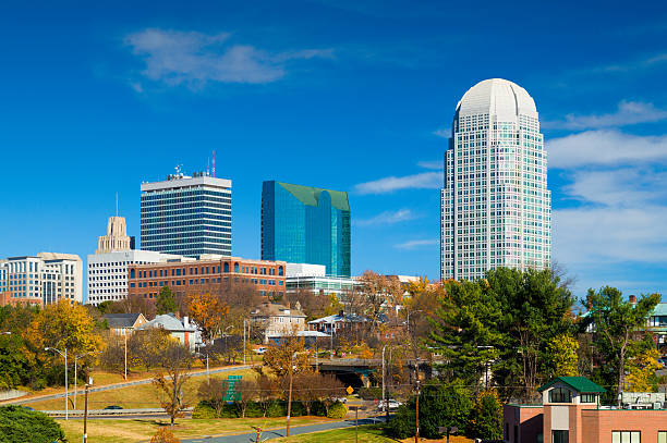 Winston-Salem downtown skyline during Autumn