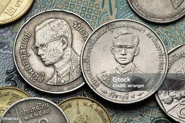 Coins Of Thailand Stock Photo - Download Image Now - Arts Culture and Entertainment, Bhumibol Adulyadej, Coin