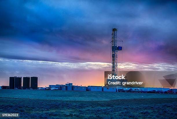 Drilling Fracking Rig At Night Stock Photo - Download Image Now - Drilling Rig, Engineer, Mining - Natural Resources