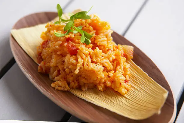 Achiote rice and herbs