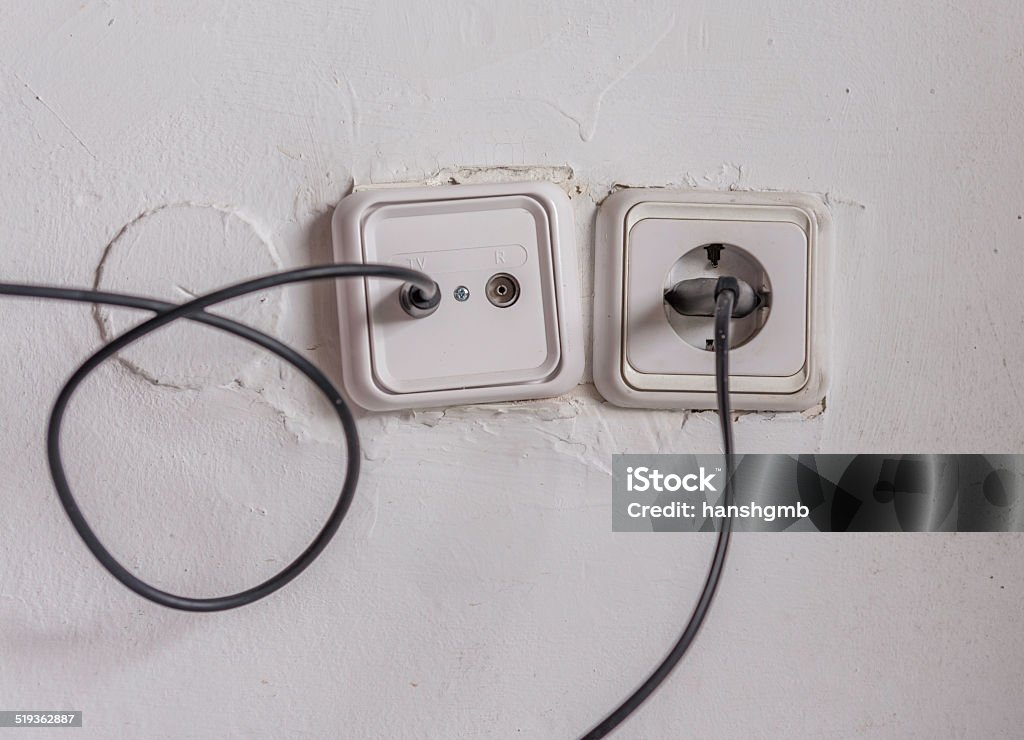 Radio and Television, 230 Volt Wall Outlet 230 Volt, Radio and Television wall outlet Analog Stock Photo