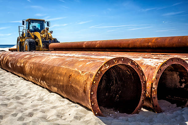 industrial pipe in the desert, water pipe in the desert