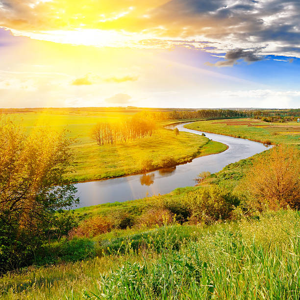 istock River and green meadows in the evening 519363662
