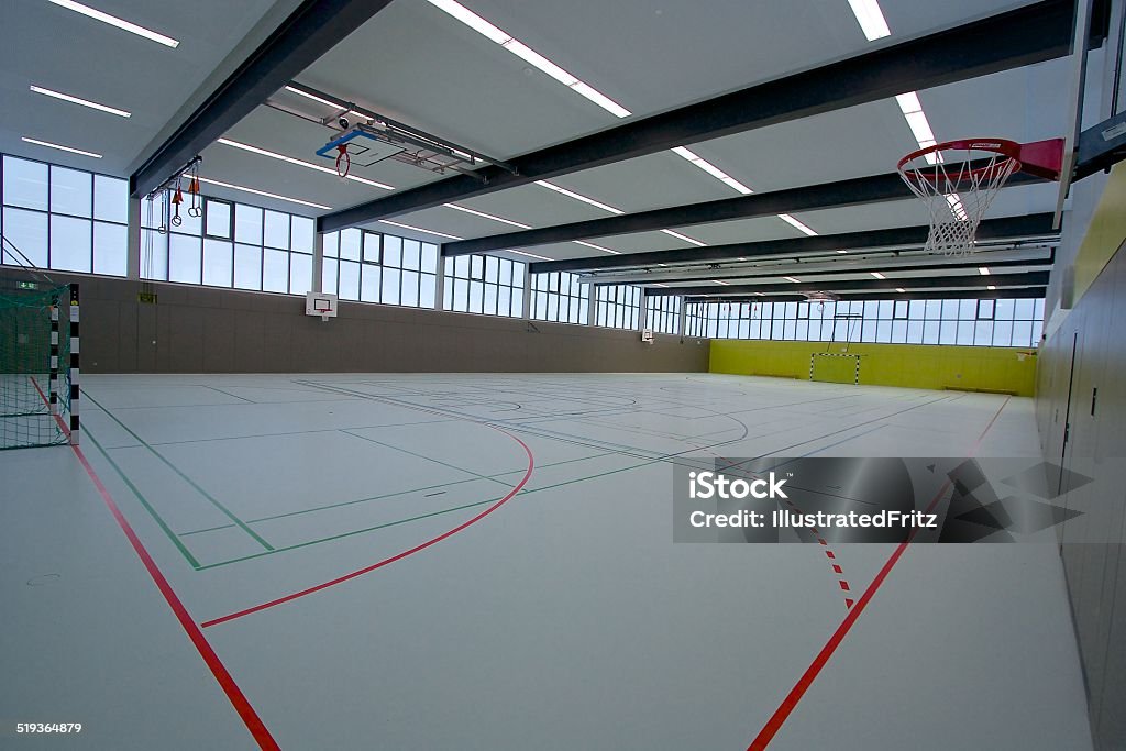 Sports hall for schools Sports hall from the corner Badminton - Sport Stock Photo