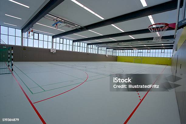 Sports Hall For Schools Stock Photo - Download Image Now - Badminton - Sport, High School, Sports Court