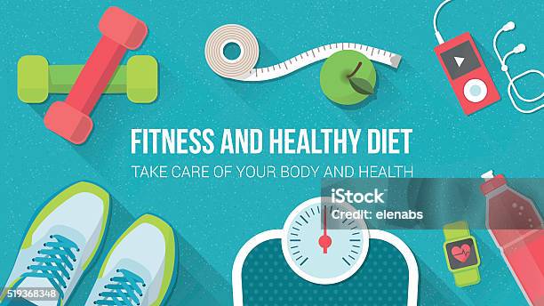 Fitness And Sport Stock Illustration - Download Image Now - Healthy Lifestyle, Healthcare And Medicine, Exercising