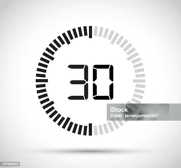 Thirty Second Timer Stock Illustration - Download Image Now - Number 30, Second Clock Hand, Countdown