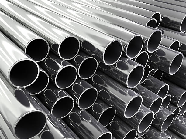 istock 3d render metal pipes stacked in pile isolated as  backgroun 519369650