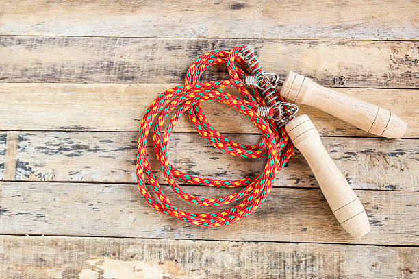 istock Skipping rope on the wooden table 519370238